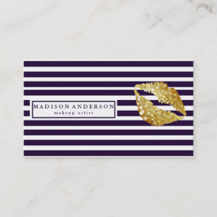 Carte De Visite Marine Bleu & Blanc Chic Lièvres d'or - Artiste de