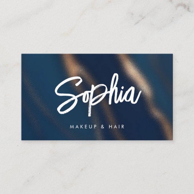 Carte De Visite Marine Bleu or QR Code Beauté Elégant luxe (Devant)