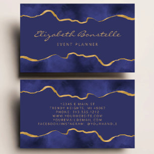 Carte De Visite Marine Blue Aquarelle Or huile de luxe