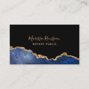 Carte De Visite Marine Blue Black Gold Foil Agate Notaire Public