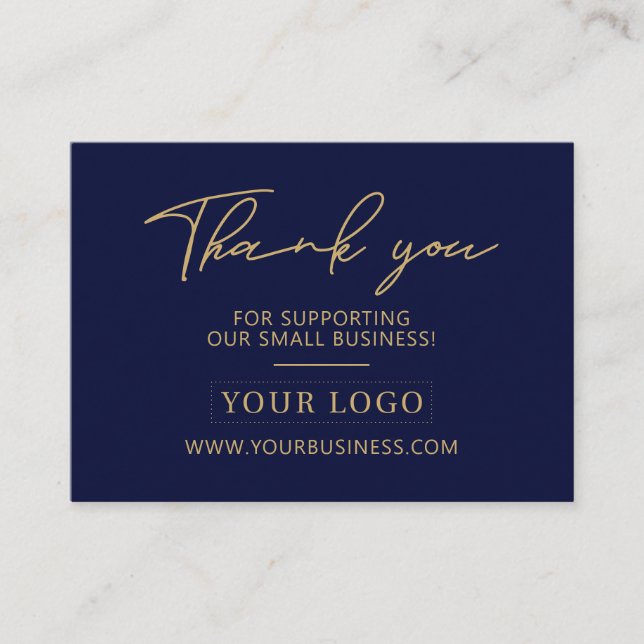 Carte De Visite Marine Blue & Gold Business Logo Packaging Merci (Devant)
