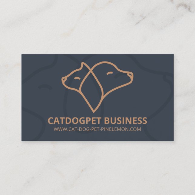 Carte De Visite Marine Brown Qr Code Logo Chien chat animal (Devant)