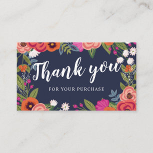 Carte De Visite Marine Coral bleu Boho Merci de cadre Floral