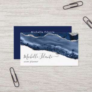 Carte De Visite Marine et Argent Agate