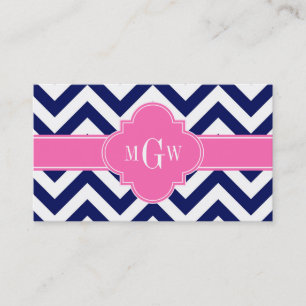 Carte De Visite Marine Lg Chevron Hot Pink #2 Quatrefoil 3 Monogra