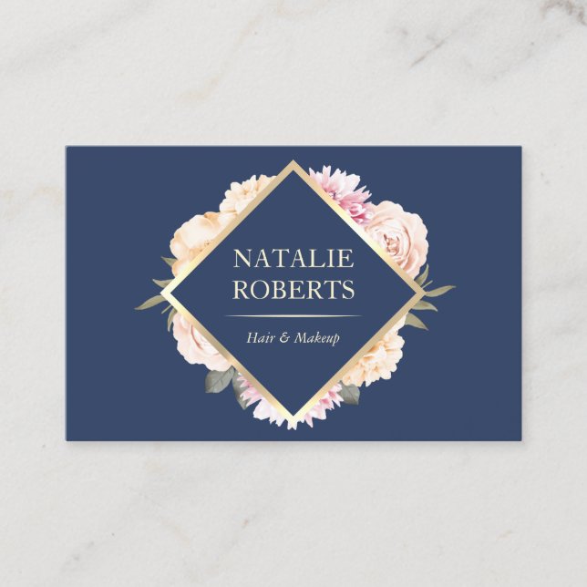 Carte De Visite Marine Maquillage bleu Artiste Salon des cheveux V (Devant)