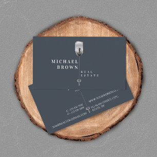 Carte De Visite Marine Moderne Métallique Clé Immobilier