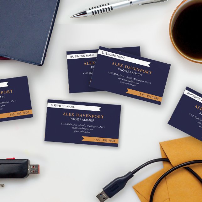 Carte De Visite Marine White & Copper Guidon Pennant N'importe que (Créateur téléchargé)