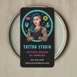 Carte De Visite Marketing de studio de tatouage d'artiste de tatou