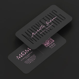 Carte De Visite Marketing esthétique élégant rose noir