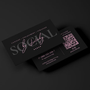 Carte De Visite Marketing minimal sur les médias sociaux rose noir