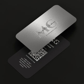 Carte De Visite Marketing professionnel Argent Noir moderne