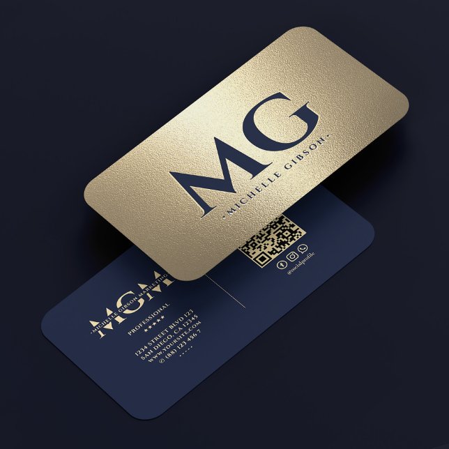 Carte De Visite Marketing professionnel Dark Navy Blue Gold modern (Marketing Professional Dark Navy Blue Gold Modern Business Card
)