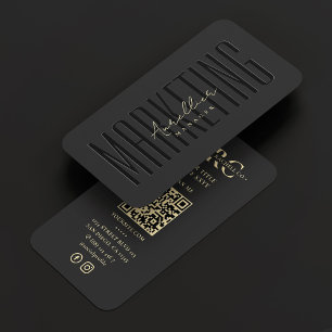 Carte De Visite Marketing professionnel Noir moderne social QR