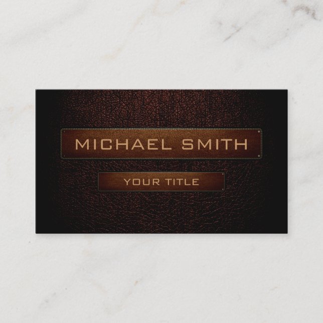 Carte De Visite Maroquinerie brune foncée brune marque (Devant)