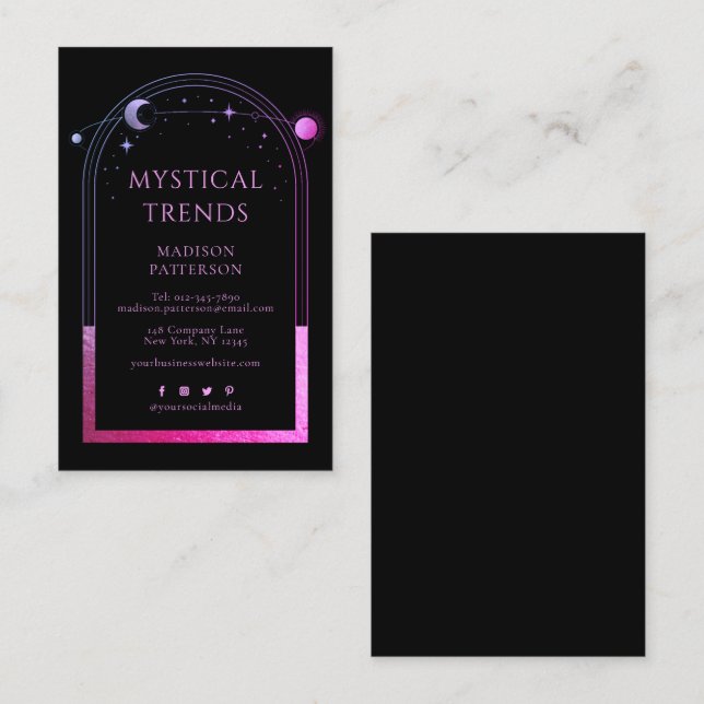 Carte De Visite Marque Céleste Noir Violet Mystique (Devant / Derrière)