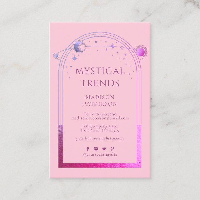 Carte De Visite Marque Céleste Rose Violet Mystique (Devant)