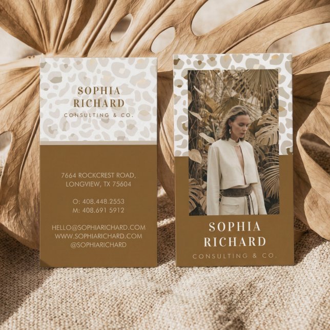 Carte De Visite Marque de Beauté Imprimé Léopard Guépard de Luxe P (Luxury Cheetah Leopard Print Beauty Brand Photo Business Card)