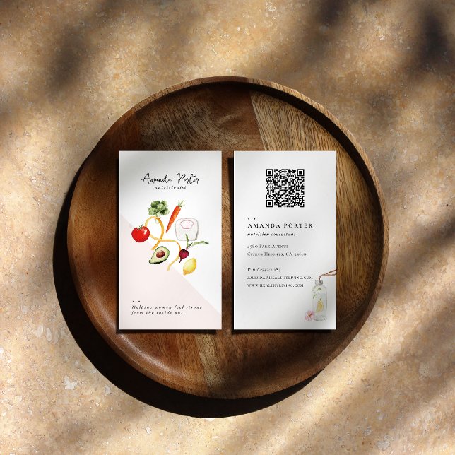 Carte De Visite Marque de bien-être | Code QR de nutritionniste (Créateur téléchargé)
