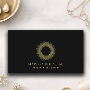 Carte De Visite Marque de bijoux élégante Black Gold Sunburst