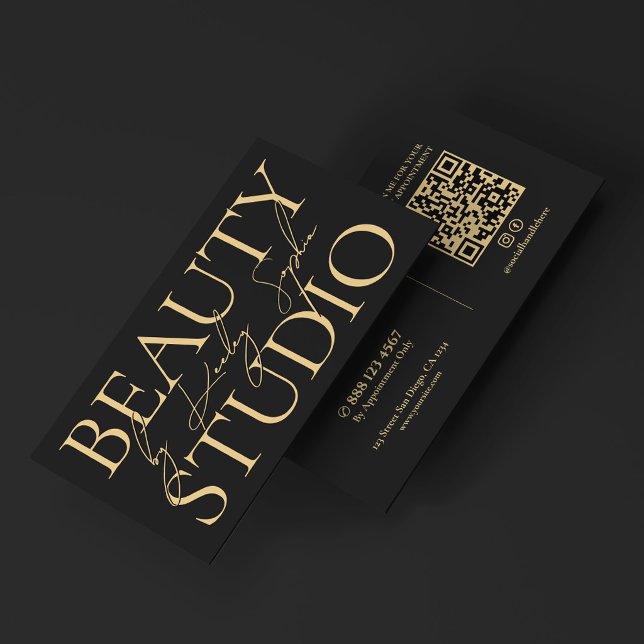 Carte De Visite Marque de luxe de boutique Beauté noire (Luxury Boutique Branding Black Beauty Business Card
)