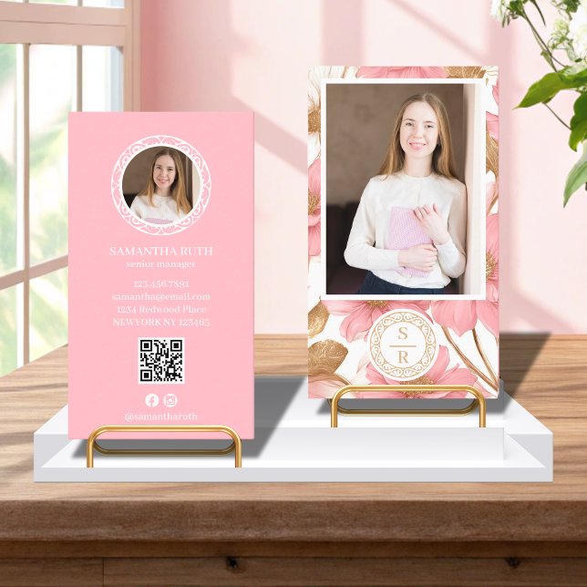 Carte De Visite Marque de luxe Floral Botanical Monogram Crest Log (Créateur téléchargé)