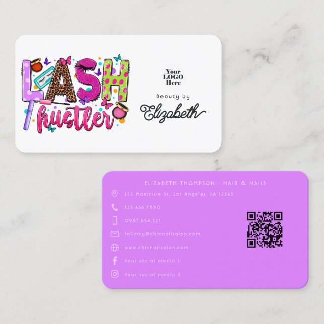 Carte De Visite Marque de salon Bold and Glamorous Lash Hustler (Devant / Derrière)