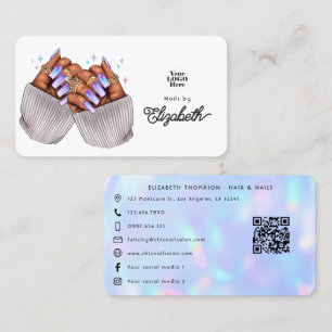 Carte De Visite Marque de salon de manucure faussement holographiq