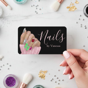 Carte De Visite Marque de salon élégante Artiste Ongle Premium