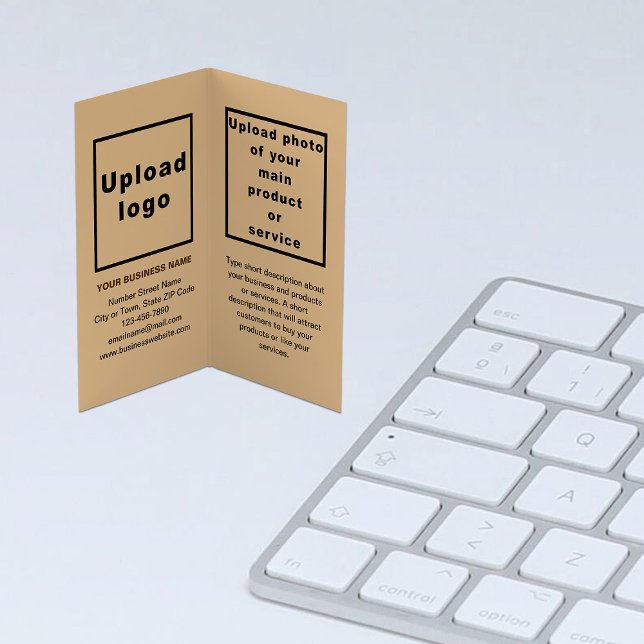Carte De Visite Marque et produit sur Brown léger plié (Light brown folded business card with your brand and product)