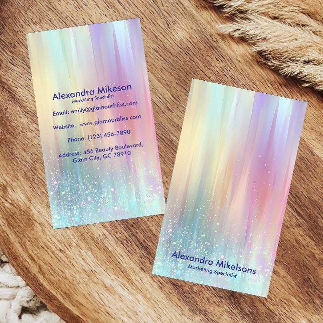 Carte De Visite Marque Moderne Pastel Holographique (Créateur téléchargé)