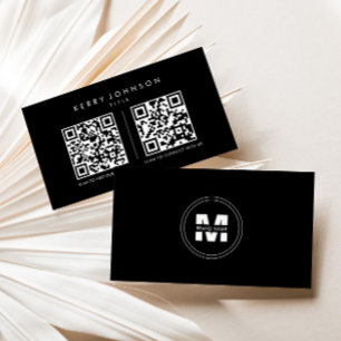 Carte De Visite Marque noir Formal Minimaliste Simple Qr Code