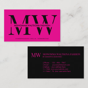 Carte De Visite Marque-page typographie rose chic lettrage nom