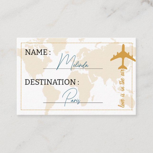 Carte De Visite Marque Place Voyage -  Place Tag Travel theme (Devant)