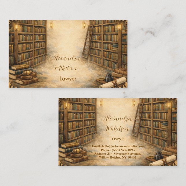 Carte De Visite Marque professionnelle classique de bibliothèque j (Devant / Derrière)