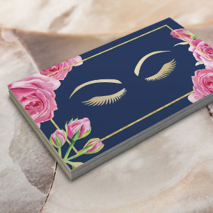 Carte De Visite Marqueur de maquillage Vintage Floral Navy Blue