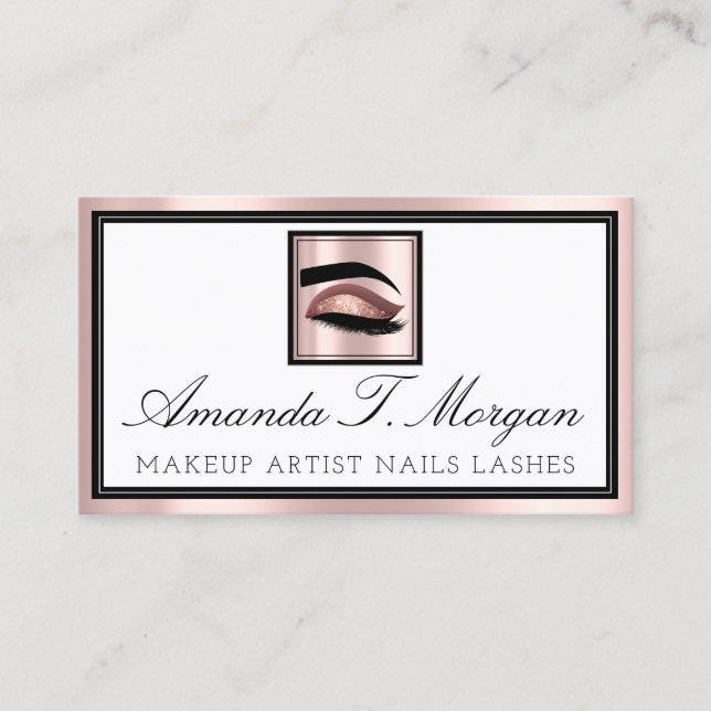 Carte De Visite Marqueur professionnel Brows Eyelash Rose Logo (Devant)