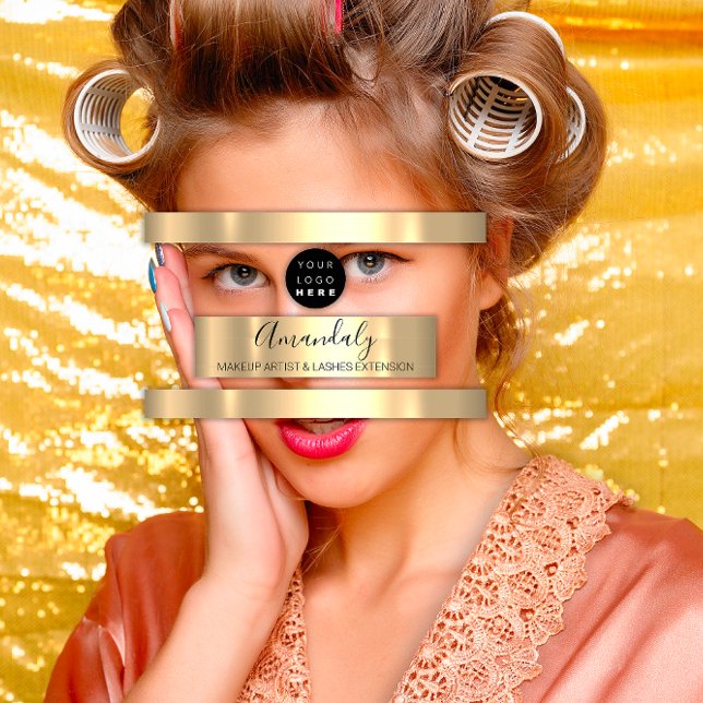 Carte De Visite Marqueur professionnel Lash Logo personnalisé Or (Professional Makeup Artist Lash Custom Logo Gold Business Card)