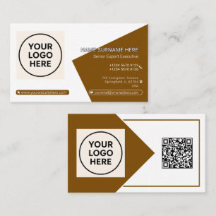 Carte De Visite Marron Code QR Formel Professionnel Entreprise Mod