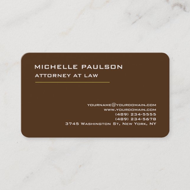 Carte De Visite Marron Élégant Simple Professionnel Moderne (Devant)