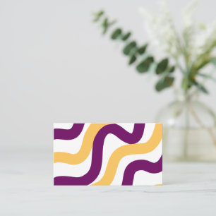 Carte De Visite Marron jaune lignes courbes rouge ondulé design mo