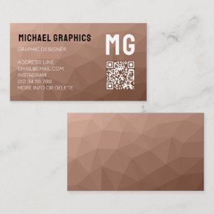 Carte De Visite Marron Mousse géométrique en maille code QR monogr