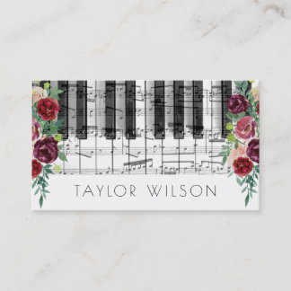 Carte De Visite marsala fleurs professeur de musique