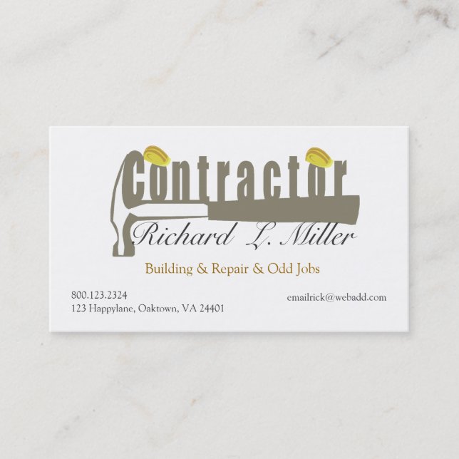 Carte De Visite Marteau de construction M.Fix-it Masculine (Devant)