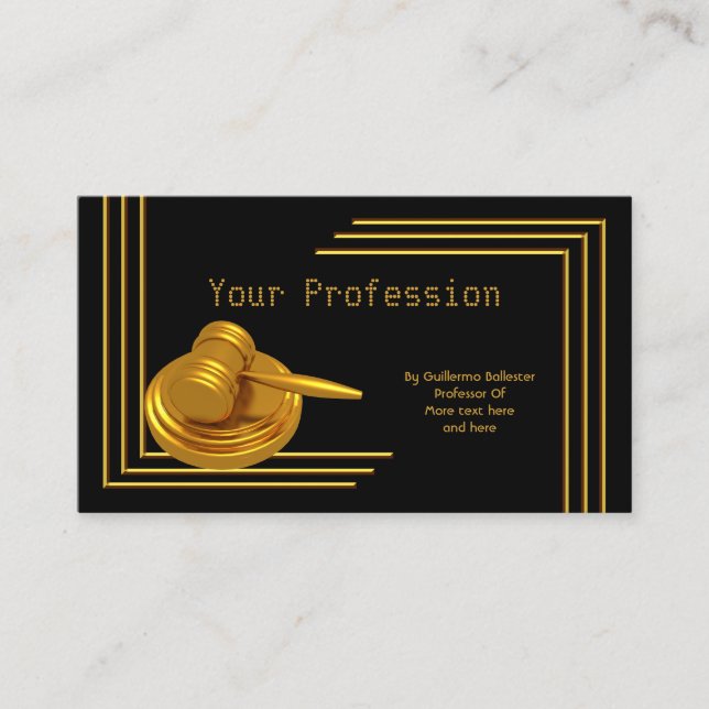 Carte De Visite Marteau Doré Profession Élégante Professionnelle (Devant)