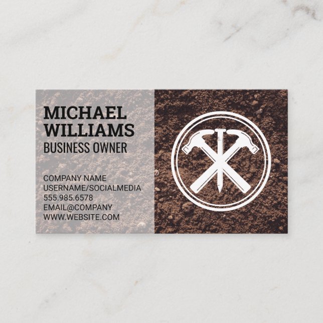 Carte De Visite Marteaux et ongles | Entrepreneur en construction (Devant)