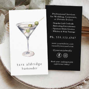 Carte De Visite Martini Cocktail Bartender Professionnel