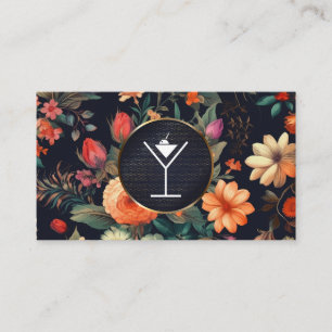Carte De Visite Martini / Mixologie   Arrière - plan floral