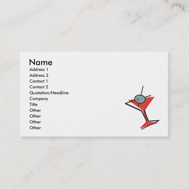Carte De Visite martini olive rétro (Devant)