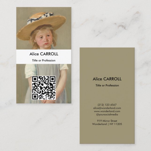 Carte De Visite Mary Cassatt - Enfant au chapeau de paille - Code  (Devant / Derrière)